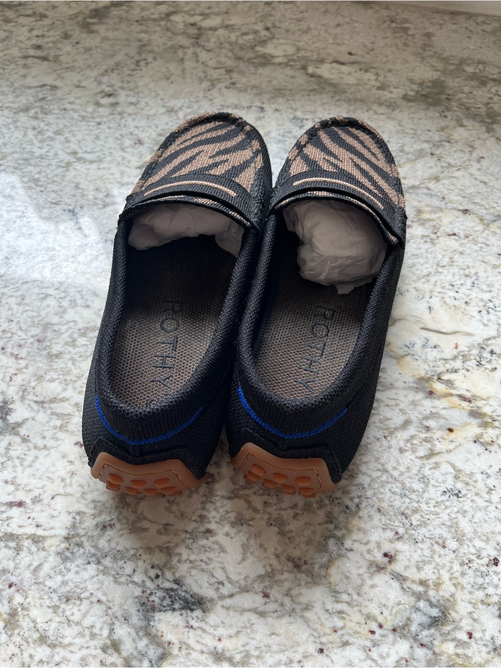 Rothy's Black and Brown Zebra-Print Driving Loafers - Picture 3 of 4